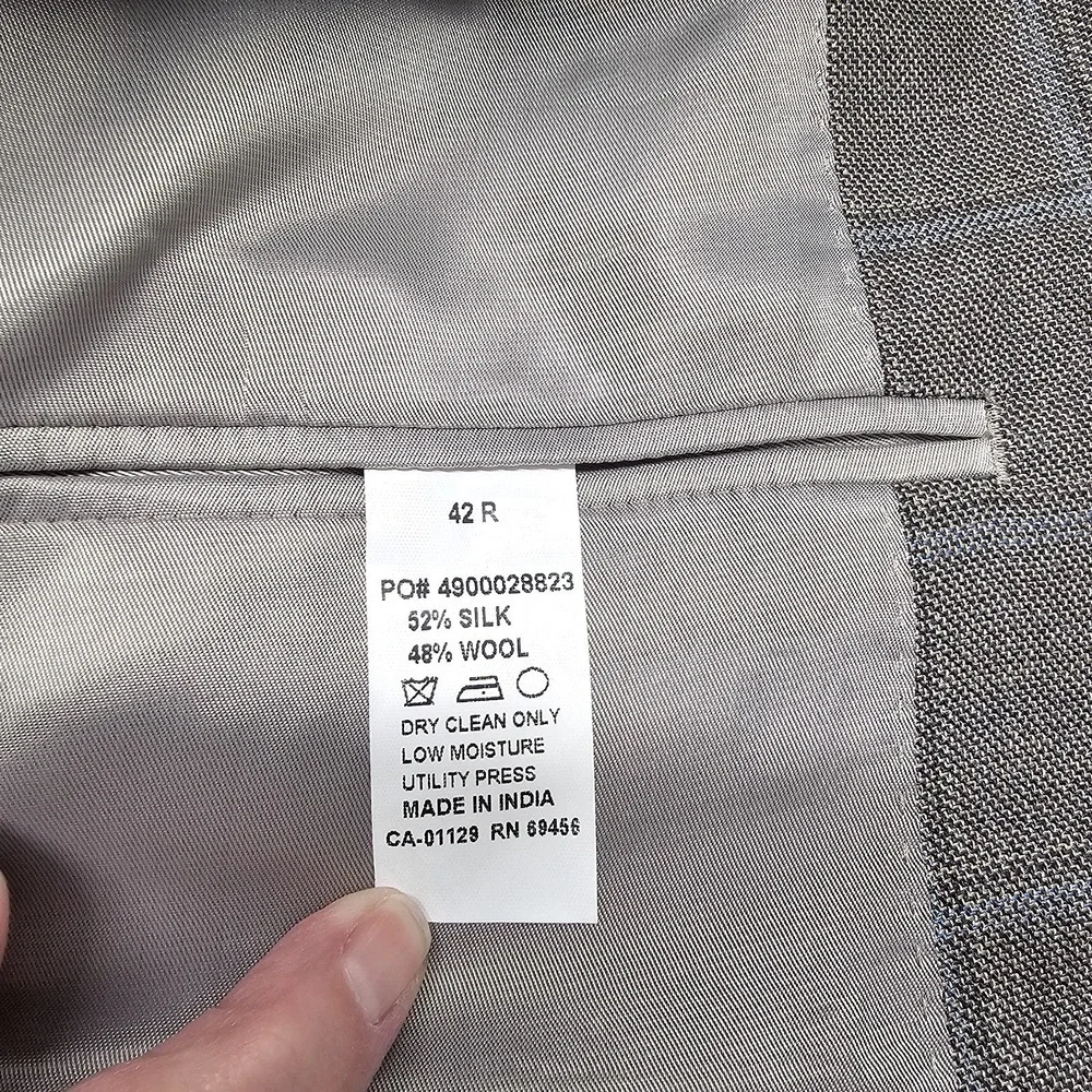 Calvin Klein 42R Men's Gray Window Plaid‎ Blazer Sport Coat Suit Jacket India